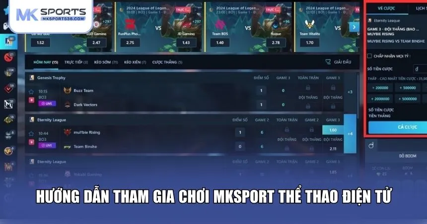 Hướng dẫn tham gia chơi MKSPORT thể thao điện tử